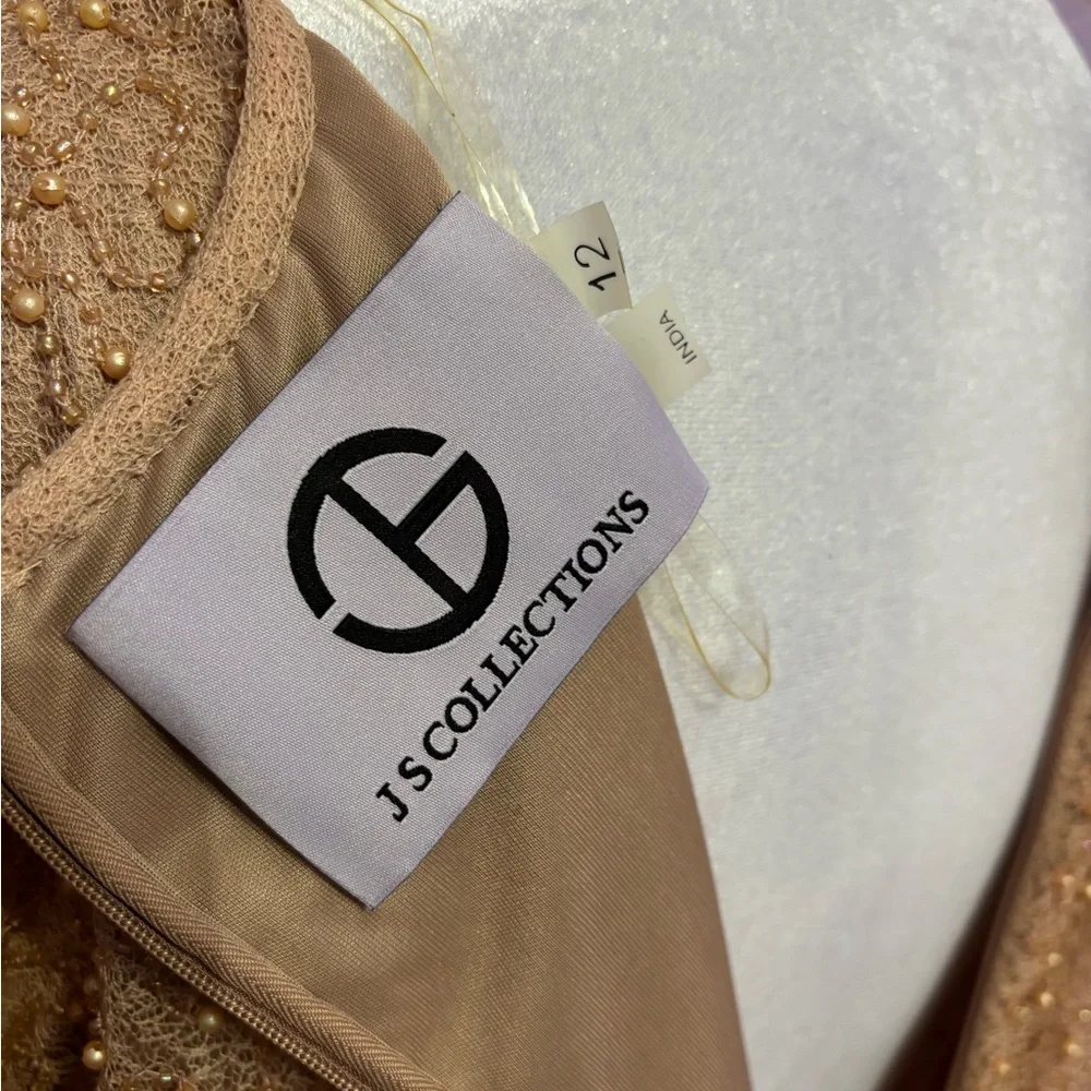 JS Collections Peach Beaded Maxi Gown - Picture 6 of 8